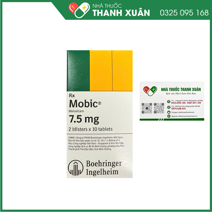 Mobic 7,5mg thuốc điều trị triệu chứng trong viêm xương khớp, viêm khớp dạng thấp, viêm cột sống dính khớp